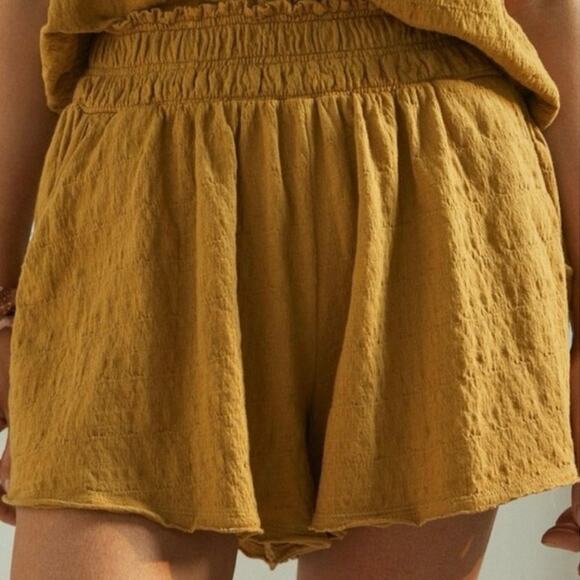ANTHROPOLOGIE‎ DAILY PRACTICE Kimberly Shorts Size S Honey Mustard Boho - Picture 2 of 9